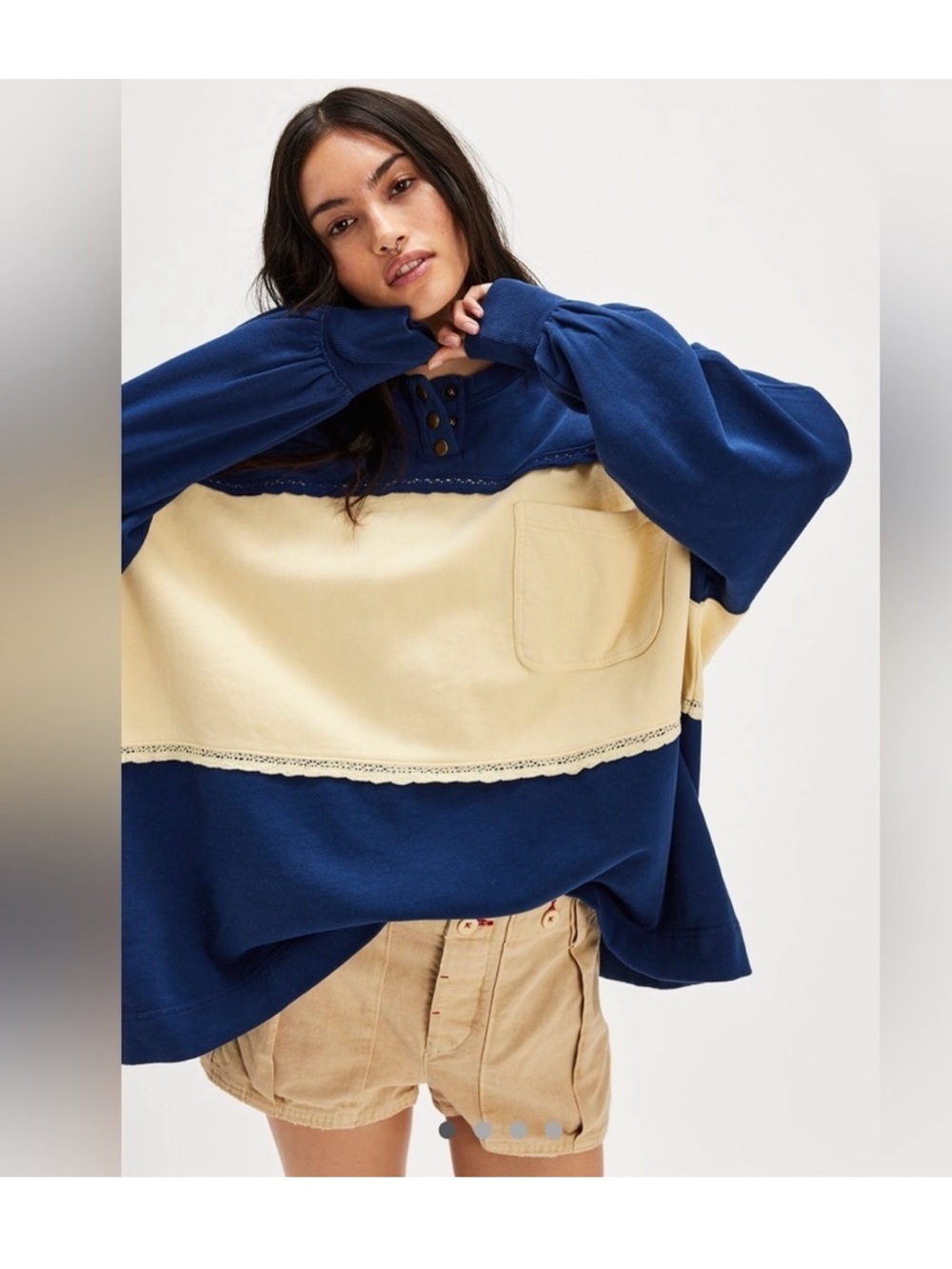Free People Strawberry Colorblock Sweatshirt NWOT